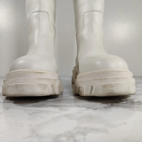 Gia X Pernille Tiesbaek White Leather Tubular Combat Boots Size 38.5 - Picture 4 of 14